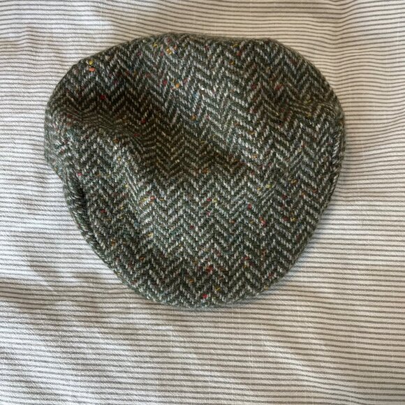 Hanna Hats Newsboy Flat Cap 100% Wool Ireland Size Large Hat Tweed Cabbie - Picture 1 of 3